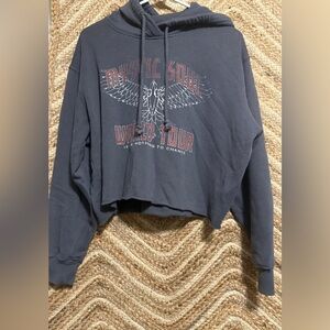 Hollister Y2K Mystic Soul World Tour Cropped Gray Sweatshirt,Hoodie,Size M,Women